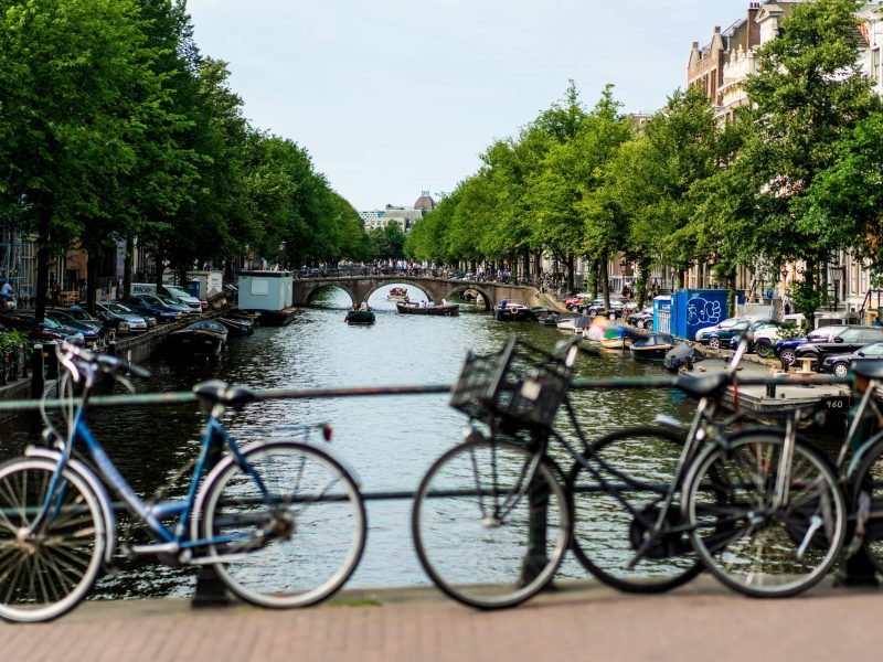 bicycles on the street. Amsterdam.
